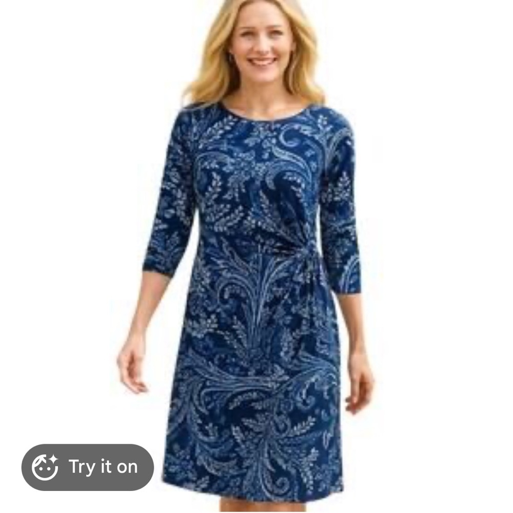 J. McLaughlin Blue Paisley Wrap-Style Midi Dress